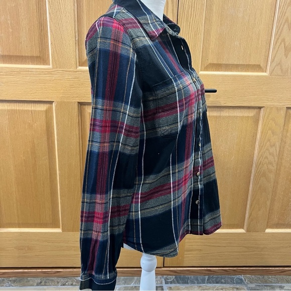 Vans Flannel Button Up Shirt Womens Medium Plaid Cotton Long Sleeve Collared - Picture 5 of 9